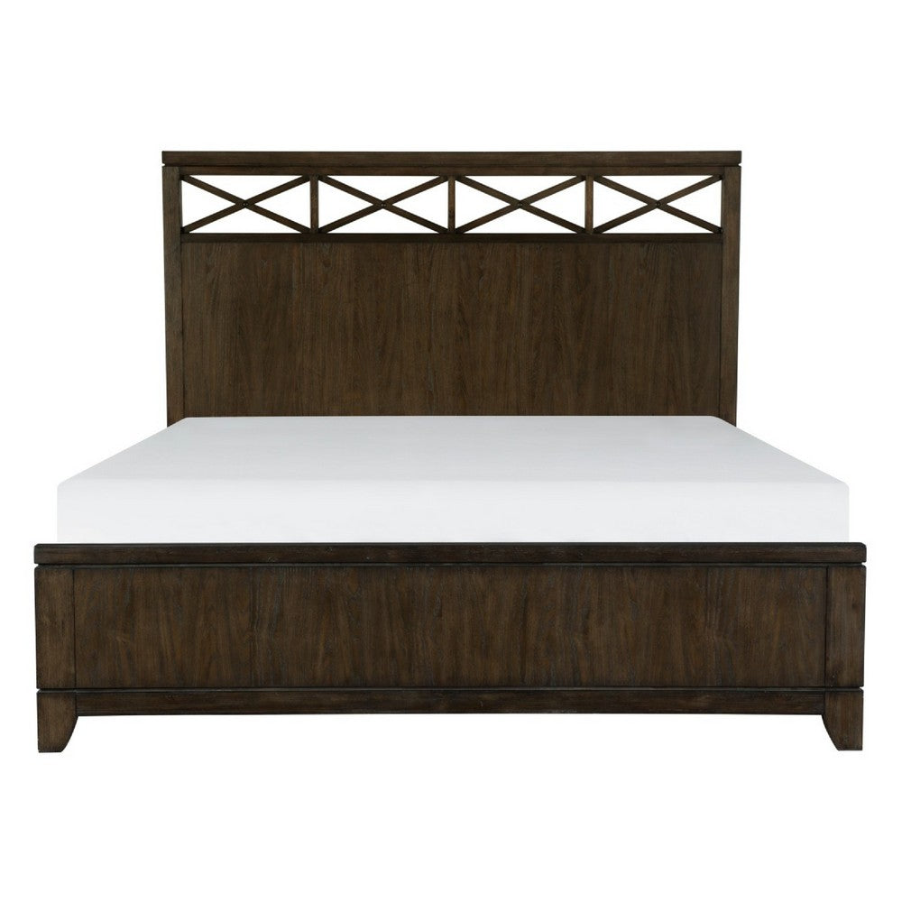 Queen Bedroom Set, Drawer Storage, Brown, 2 Piece Set with Nightstand