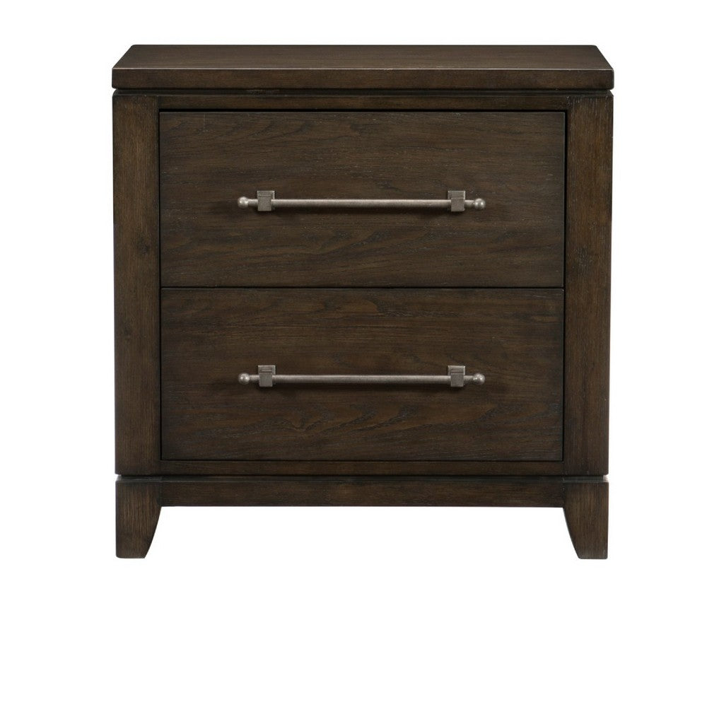 Queen Bedroom Set, Drawer Storage, Brown, 2 Piece Set with Nightstand