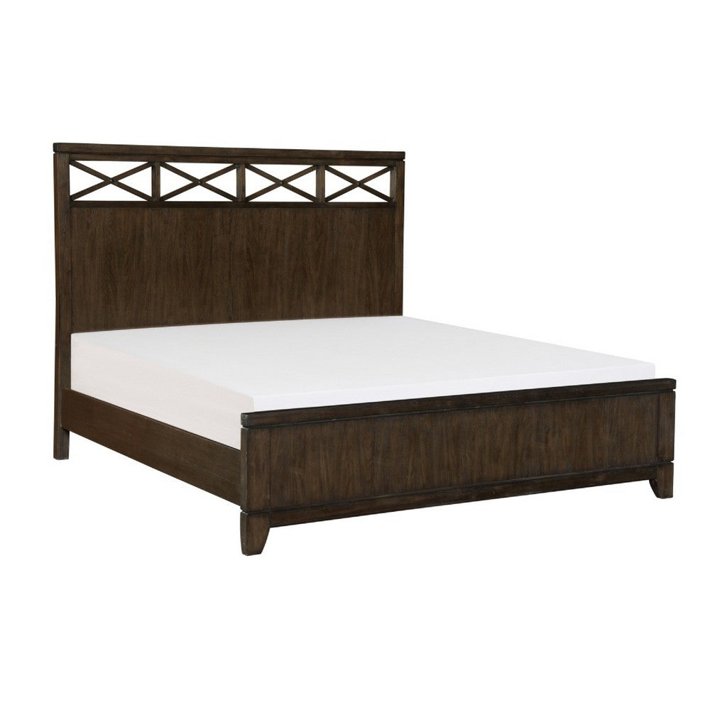 Queen Bedroom Set, Drawer Storage, Brown, 3 Piece Set with 2 Nightstands