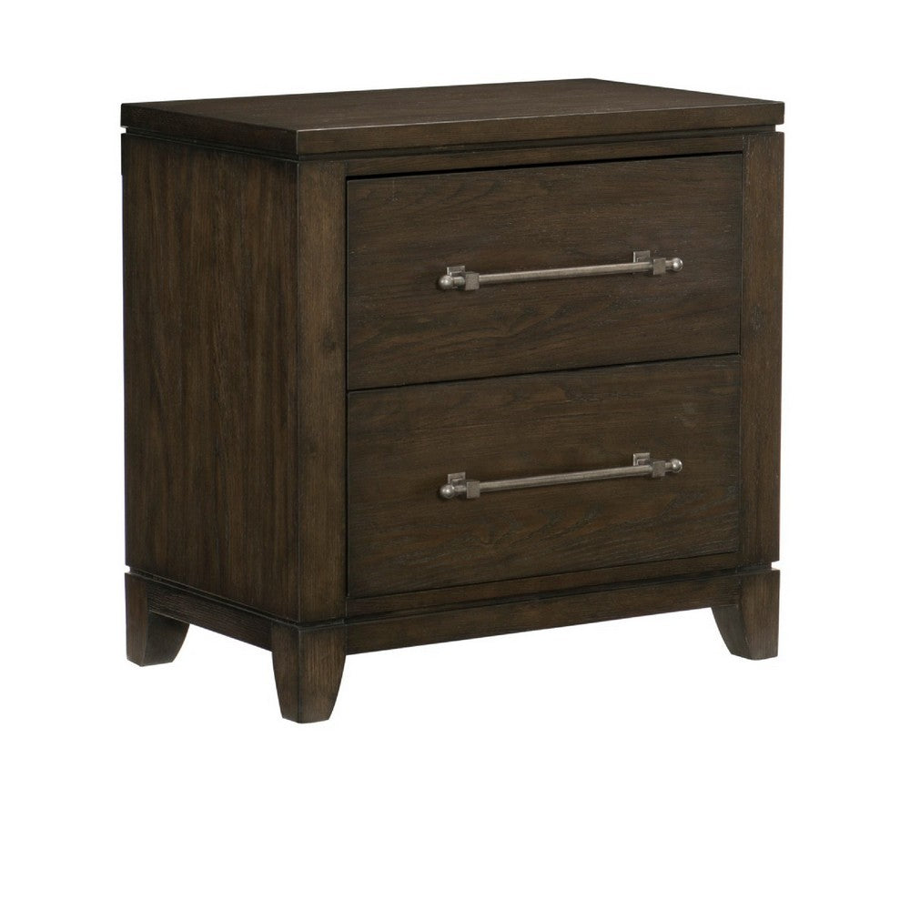 Queen Bedroom Set, Drawer Storage, Brown, 3 Piece Set with 2 Nightstands