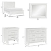 Queen Bedroom Set, Drawer Storage, White, 5 Piece Set with 2 Nightstands, Dresser, and Mirror