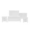 Queen Bedroom Set, Drawer Storage, White, 4 Piece Set with 2 Nightstands and Dresser