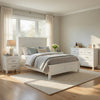 Queen Bedroom Set, Drawer Storage, White, 4 Piece Set with 2 Nightstands and Dresser