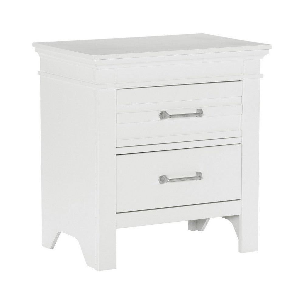 Queen Bedroom Set, Drawer Storage, White, 3 Piece Set with 2 Nightstands