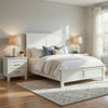 Queen Bedroom Set, Drawer Storage, White, 3 Piece Set with 2 Nightstands