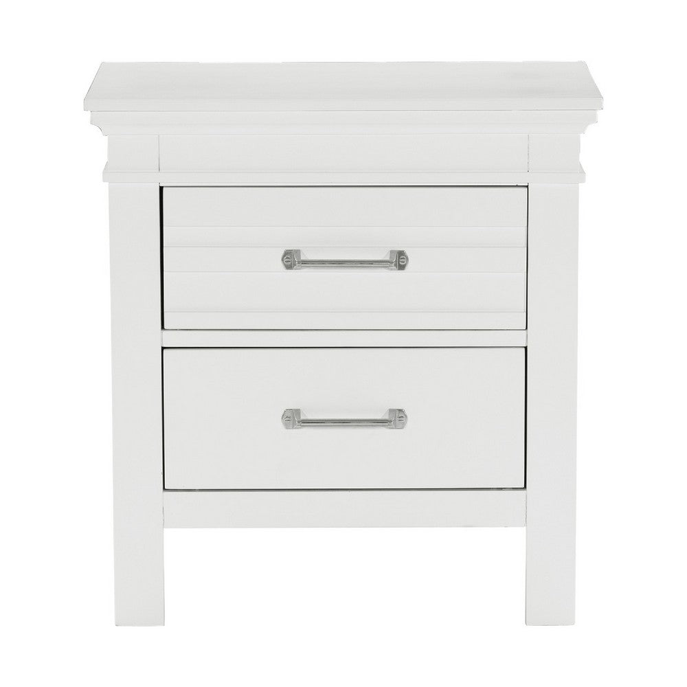 Queen Bedroom Set, Drawer Storage, White, 2 Piece Set with Nightstand