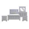 Queen Bedroom Set, Drawer Storage, Gray, 5 Piece Set with 2 Nightstands, Dresser, and Mirror
