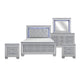 Queen Bedroom Set, Drawer Storage, Gray, 5 Piece Set with 2 Nightstands, Dresser, and Mirror