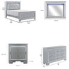 Queen Bedroom Set, Drawer Storage, Gray, 5 Piece Set with 2 Nightstands, Dresser, and Mirror