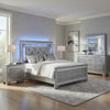 Queen Bedroom Set, Drawer Storage, Gray, 5 Piece Set with 2 Nightstands, Dresser, and Mirror