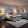 Queen Bedroom Set, Drawer Storage, Gray, 5 Piece Set with 2 Nightstands, Dresser, and Mirror
