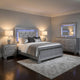 Queen Bedroom Set, Drawer Storage, Gray, 5 Piece Set with 2 Nightstands, Dresser, and Mirror