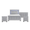 Queen Bedroom Set, Drawer Storage, Gray, 4 Piece Set with 2 Nightstands and Dresser