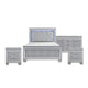 Queen Bedroom Set, Drawer Storage, Gray, 4 Piece Set with 2 Nightstands and Dresser