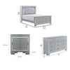 Queen Bedroom Set, Drawer Storage, Gray, 4 Piece Set with 2 Nightstands and Dresser