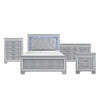 Queen Bedroom Set, Drawer Storage, Gray, 4 Piece Set with Nightstand, Dresser, and Chest