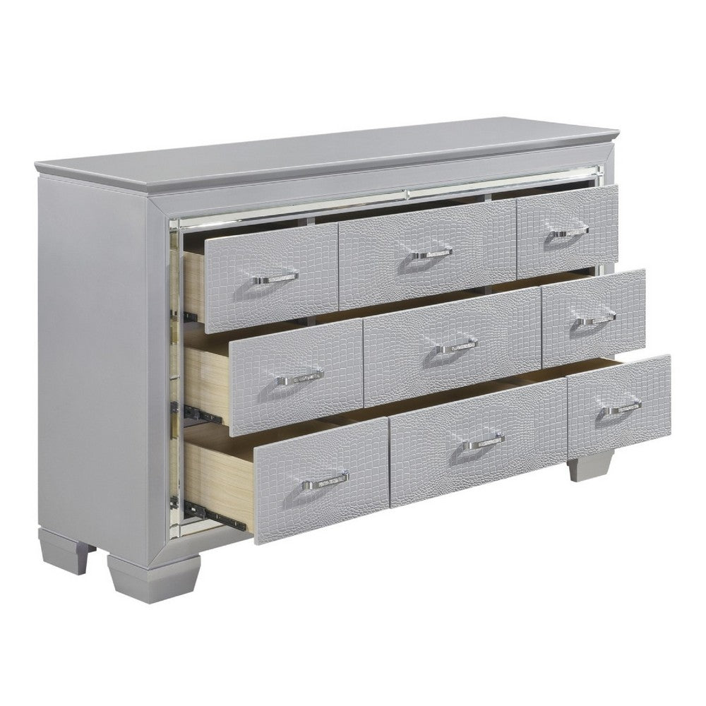 Queen Bedroom Set, Drawer Storage, Gray, 4 Piece Set with Nightstand, Dresser, and Chest