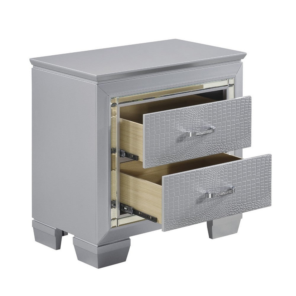 Queen Bedroom Set, Drawer Storage, Gray, 4 Piece Set with Nightstand, Dresser, and Chest