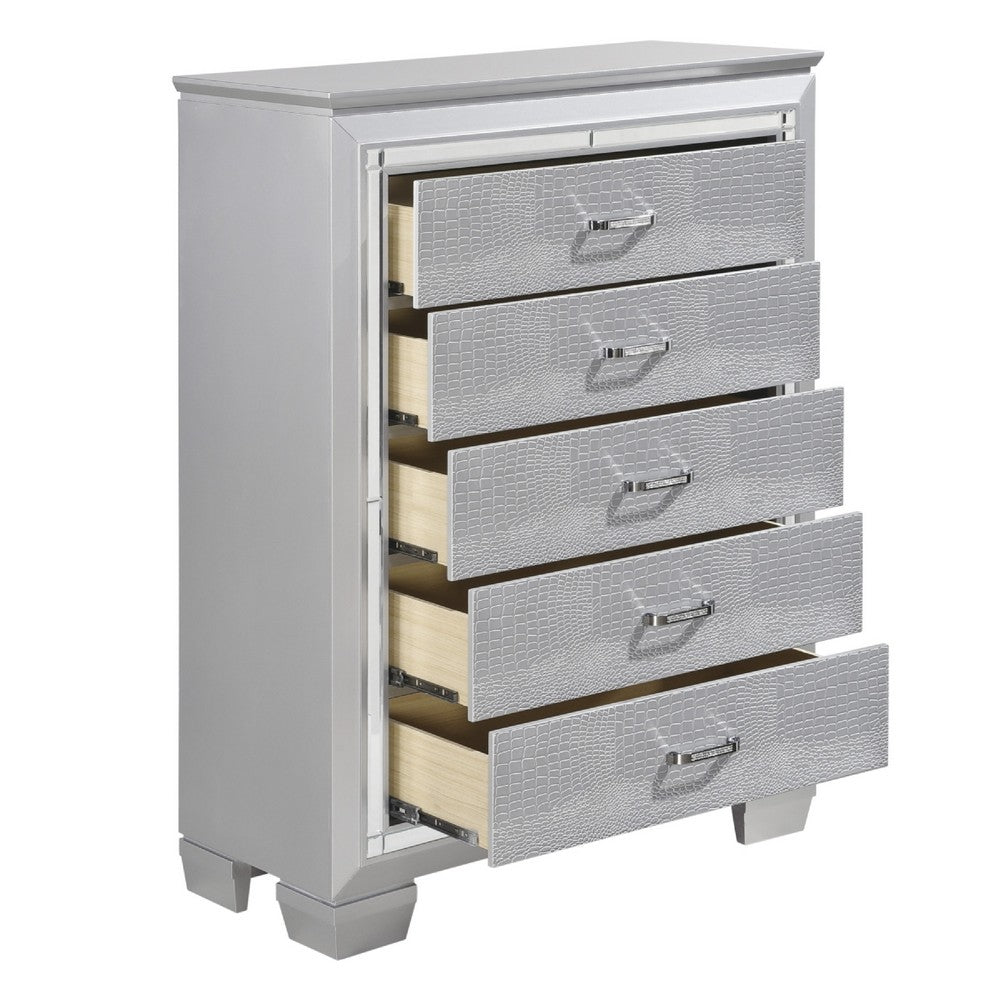 Queen Bedroom Set, Drawer Storage, Gray, 4 Piece Set with Nightstand, Dresser, and Chest
