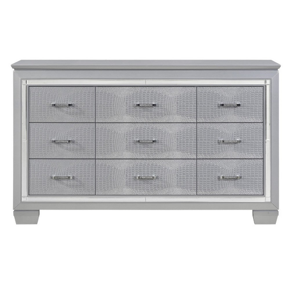 Queen Bedroom Set, Drawer Storage, Gray, 4 Piece Set with Nightstand, Dresser, and Chest