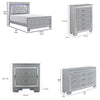 Queen Bedroom Set, Drawer Storage, Gray, 4 Piece Set with Nightstand, Dresser, and Chest