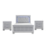 Queen Bedroom Set, Drawer Storage, Gray, 3 Piece Set with 2 Nightstands