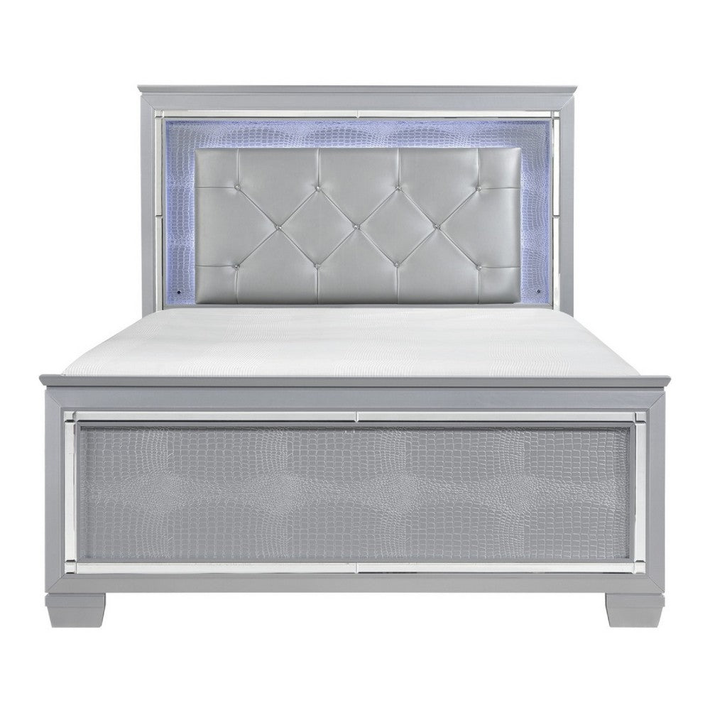Queen Bedroom Set, Drawer Storage, Gray, 2 Piece Set with 1 Nightstands