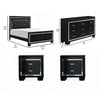 Queen Bedroom Set, Drawer Storage, Black, 4 Piece Set with 2 Nightstands and Dresser