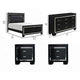 Queen Bedroom Set, Drawer Storage, Black, 4 Piece Set with 2 Nightstands and Dresser