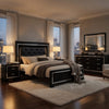 Queen Bedroom Set, Drawer Storage, Black, 4 Piece Set with 2 Nightstands and Dresser