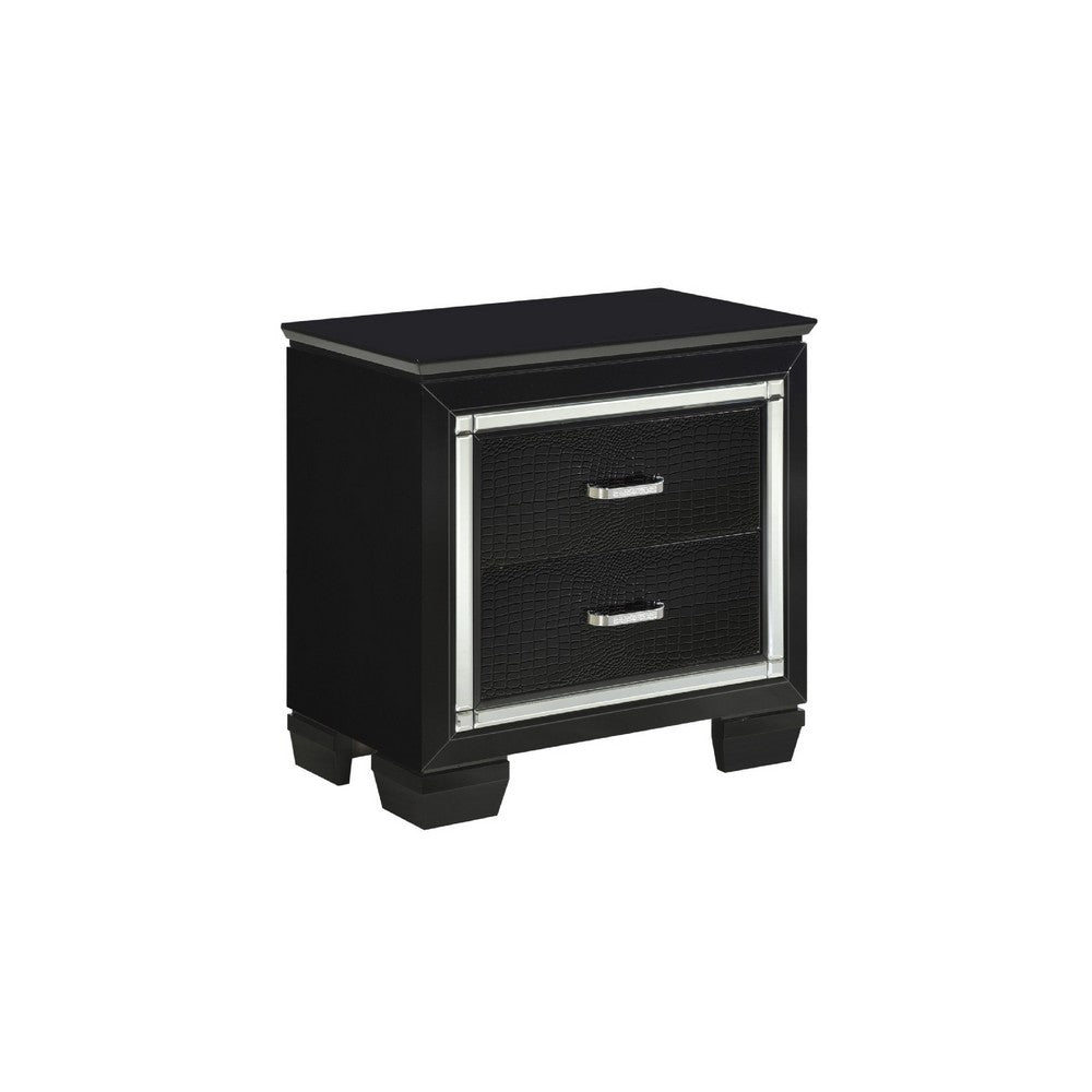 Queen Bedroom Set, Drawer Storage, Black, 3 Piece Set with 2 Nightstands