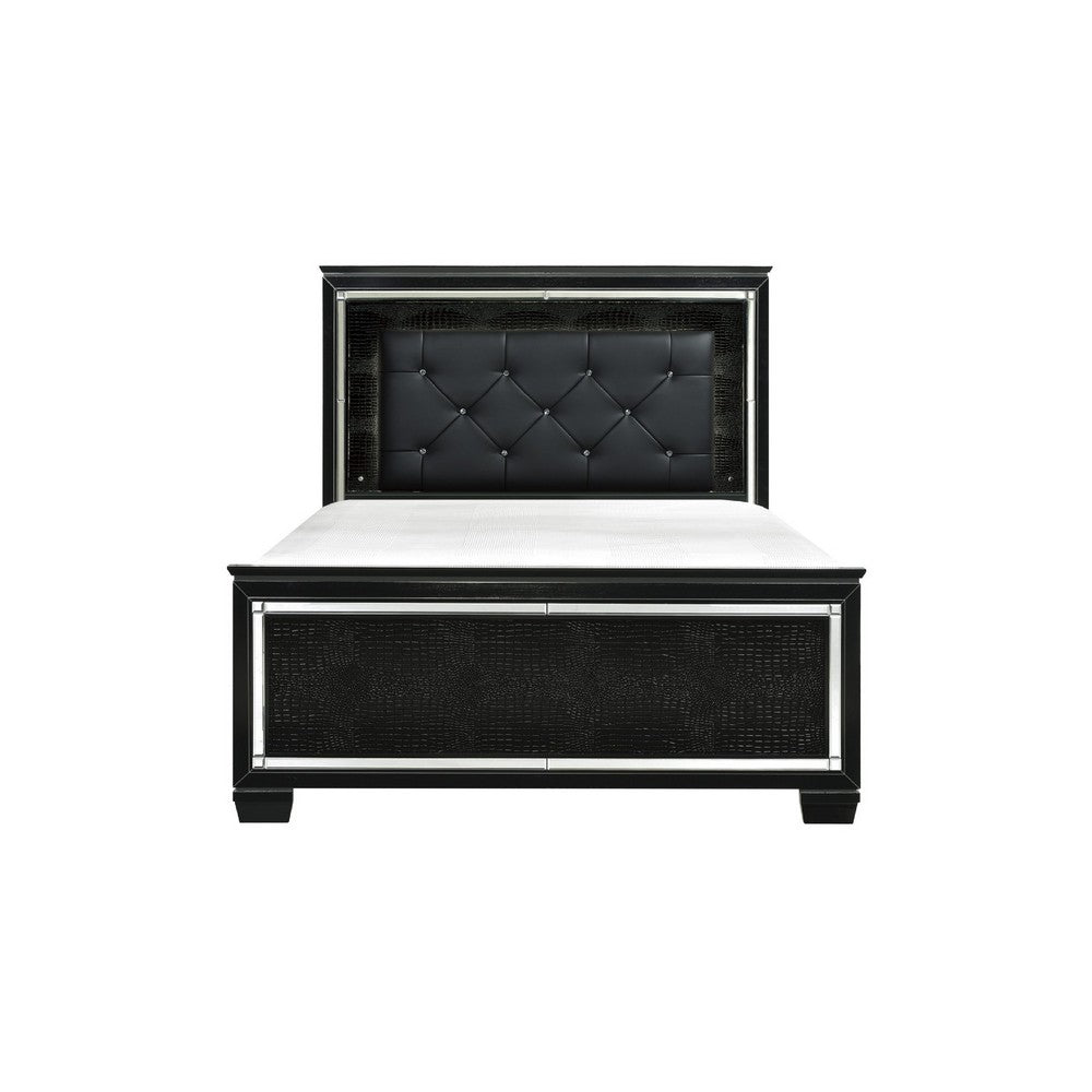 Queen Bedroom Set, Drawer Storage, Black, 2 Piece Set with Nightstand
