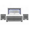 Queen Bedroom Set, Drawer Storage, Gray, 3 Piece Set with 2 Nightstands