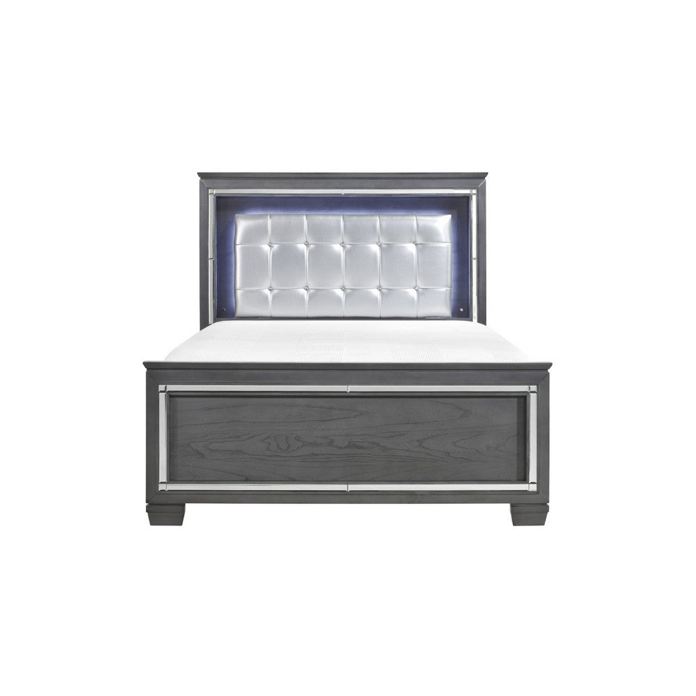 Queen Bedroom Set, Drawer Storage, Gray, 3 Piece Set with 2 Nightstands
