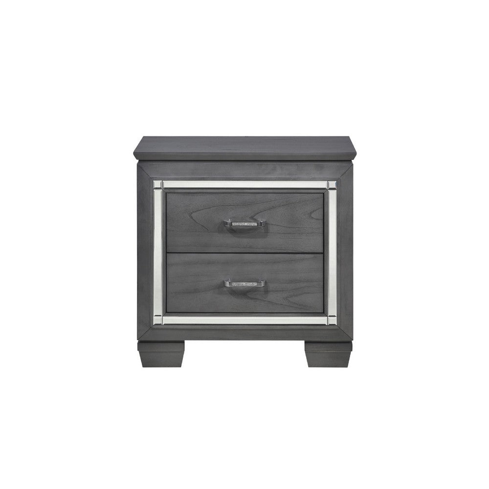 Queen Bedroom Set, Drawer Storage, Gray, 3 Piece Set with 2 Nightstands