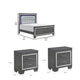 Queen Bedroom Set, Drawer Storage, Gray, 3 Piece Set with 2 Nightstands