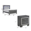 Queen Bedroom Set, Drawer Storage, Gray, 2 Piece Set with Nightstand
