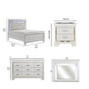 California King Bedroom Set, Drawer Storage, White, 5 Piece Set with 2 Nightstands, Dresser, and Mirror