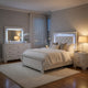 California King Bedroom Set, Drawer Storage, White, 5 Piece Set with 2 Nightstands, Dresser, and Mirror