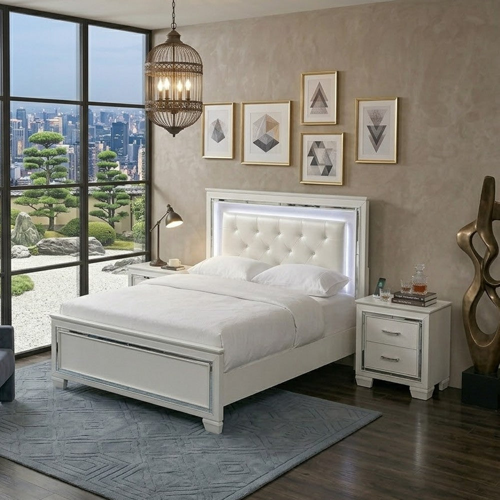 California King Bedroom Set, Drawer Storage, White, 3 Piece Set with 2 Nightstands