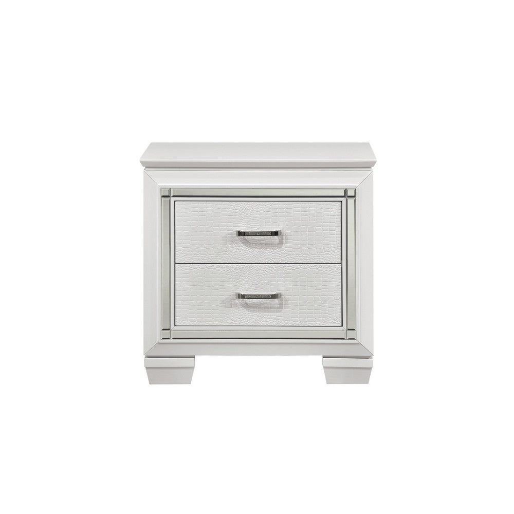 California King Bedroom Set, Drawer Storage, White, 2 Piece Set with Nightstand