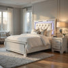 California King Bedroom Set, Drawer Storage, White, 2 Piece Set with Nightstand