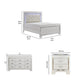 California King Bedroom Set, Drawer Storage, White, 4 Piece Set with 2 Nightstands and Dresser