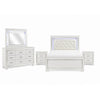 Queen Bedroom Set, Drawer Storage, White, 5 Piece Set with 2 Nightstands, Dresser, and Mirror