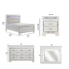 Queen Bedroom Set, Drawer Storage, White, 5 Piece Set with 2 Nightstands, Dresser, and Mirror