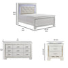 Queen Bedroom Set, Drawer Storage, White, 4 Piece Set with 2 Nightstands and Dresser