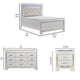 Queen Bedroom Set, Drawer Storage, White, 4 Piece Set with 2 Nightstands and Dresser