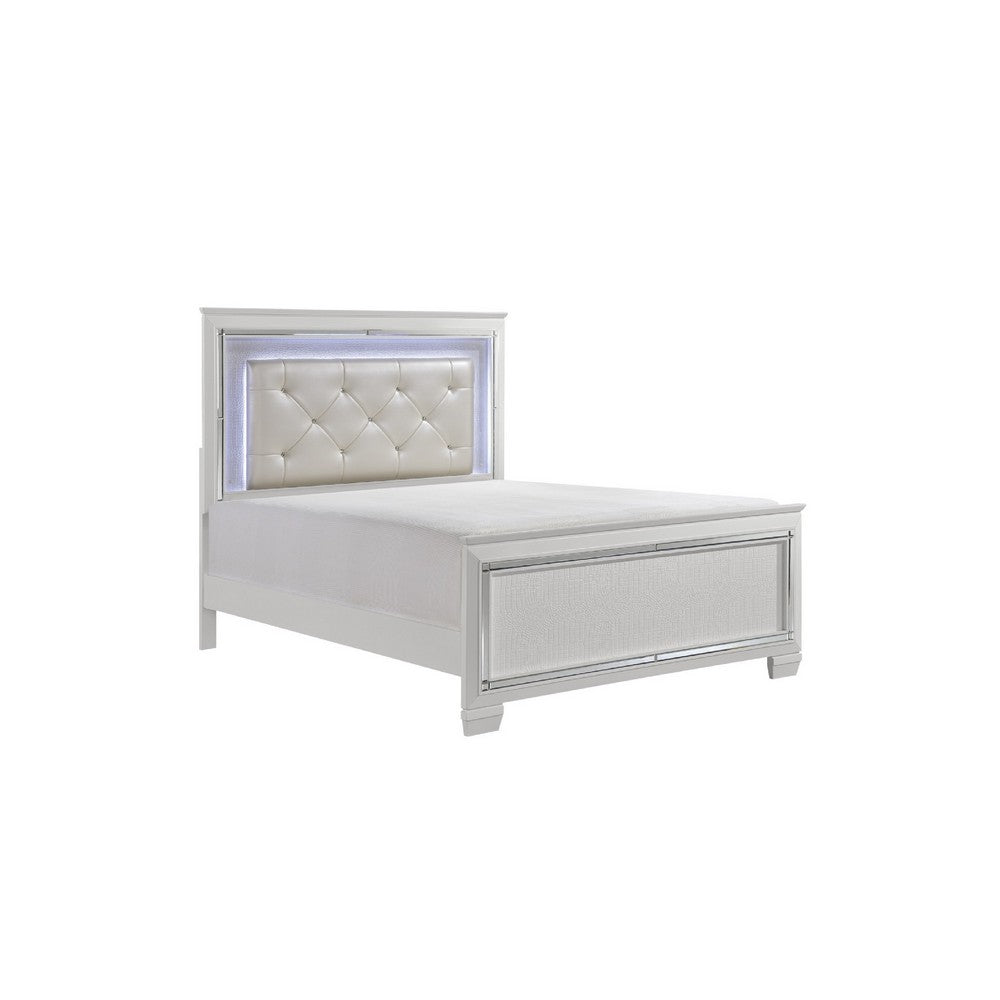 Queen Bedroom Set, Drawer Storage, White, 2 Piece Set with Nightstand