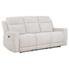 Kenie Power Reclining Sofa with Dual USB Ports | Ivory Chenille Fabric