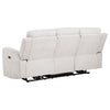 Kenie Power Reclining Sofa with Dual USB Ports | Ivory Chenille Fabric